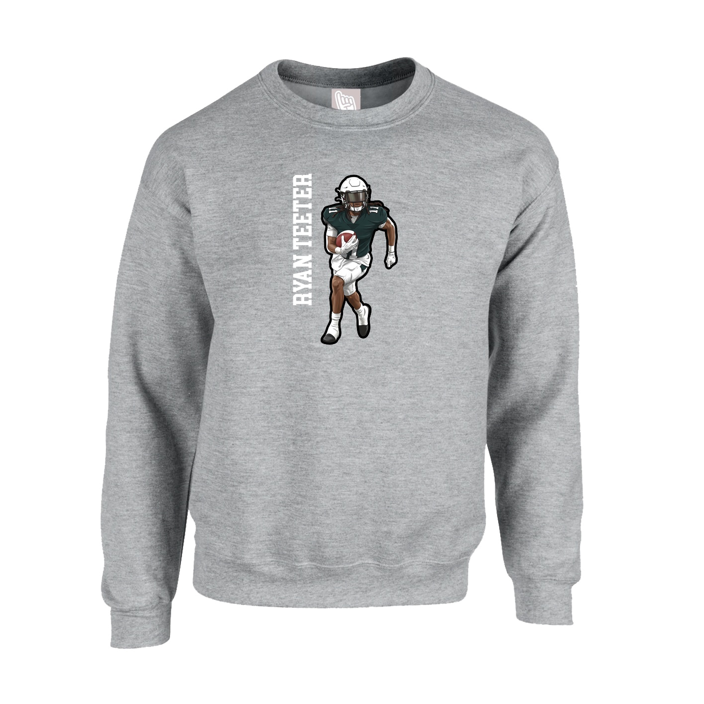 Fleece Crew — Name Vertical in Grey