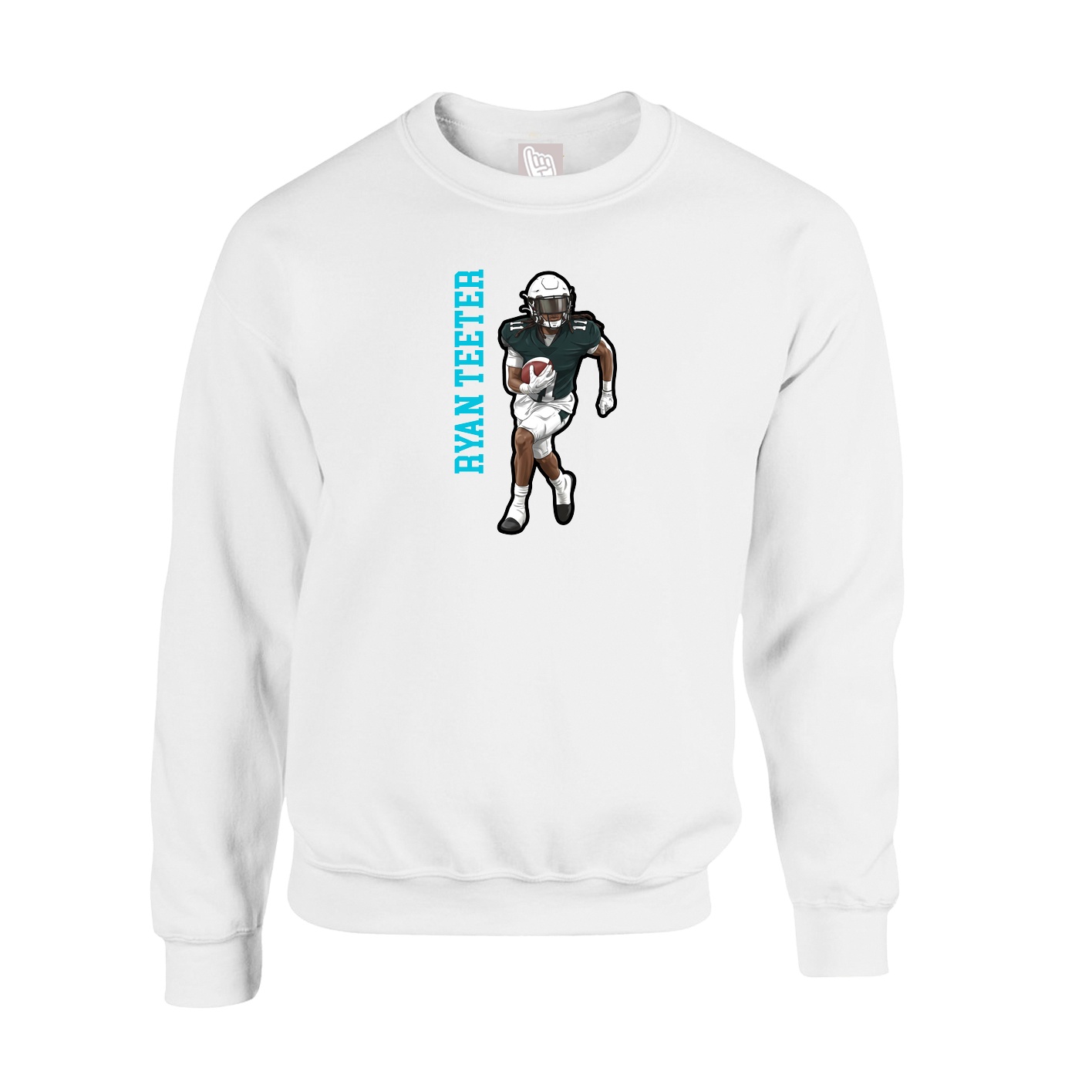 Fleece Crew — Name Vertical in White