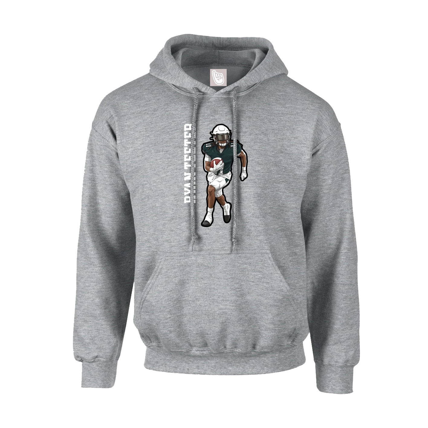 Youth Hoodie — Name Vertical in Grey