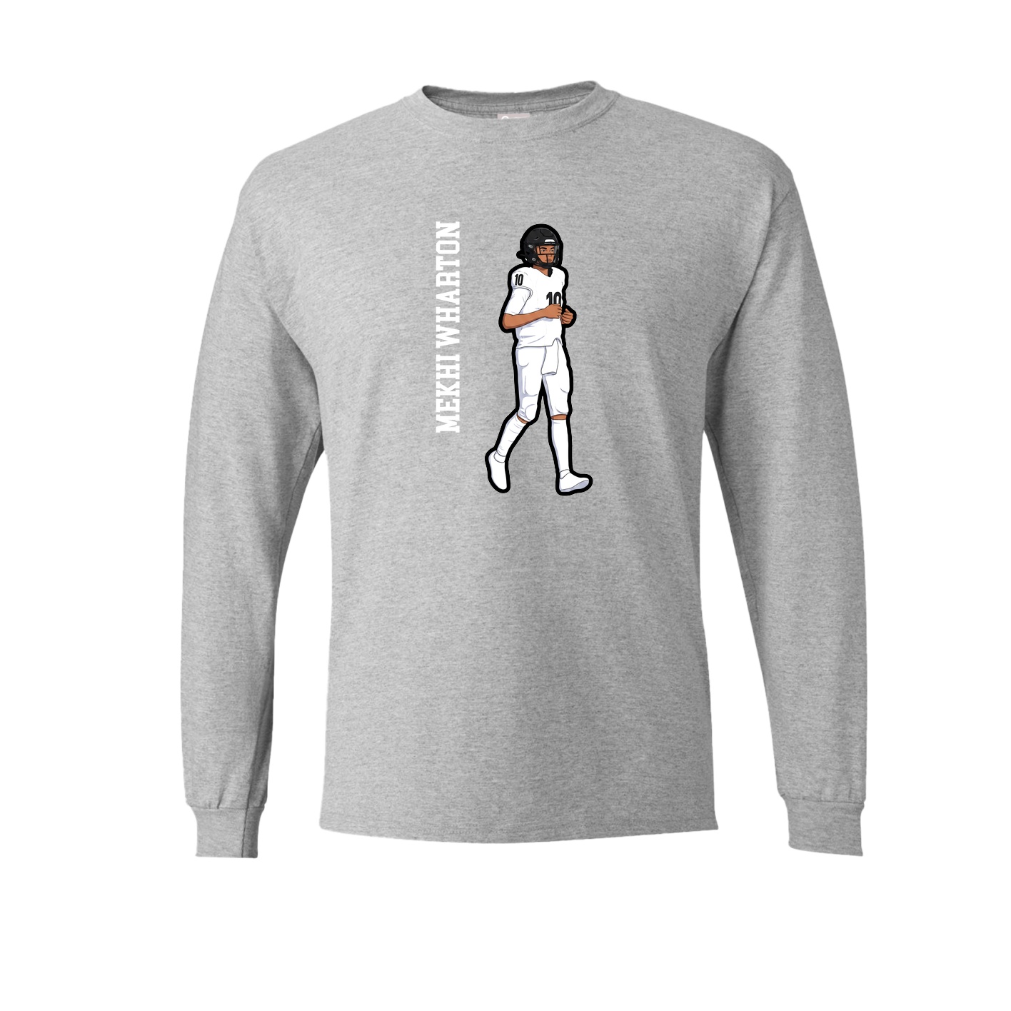 Long Sleeve Tee — Name Vertical in Grey