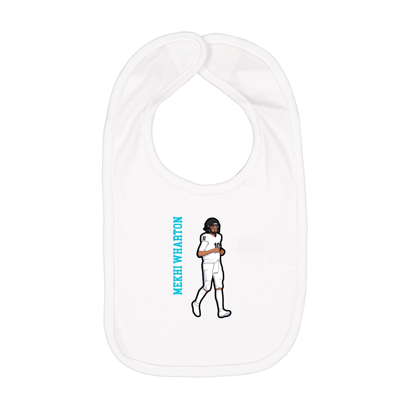 Infant Bib — Name Vertical in White