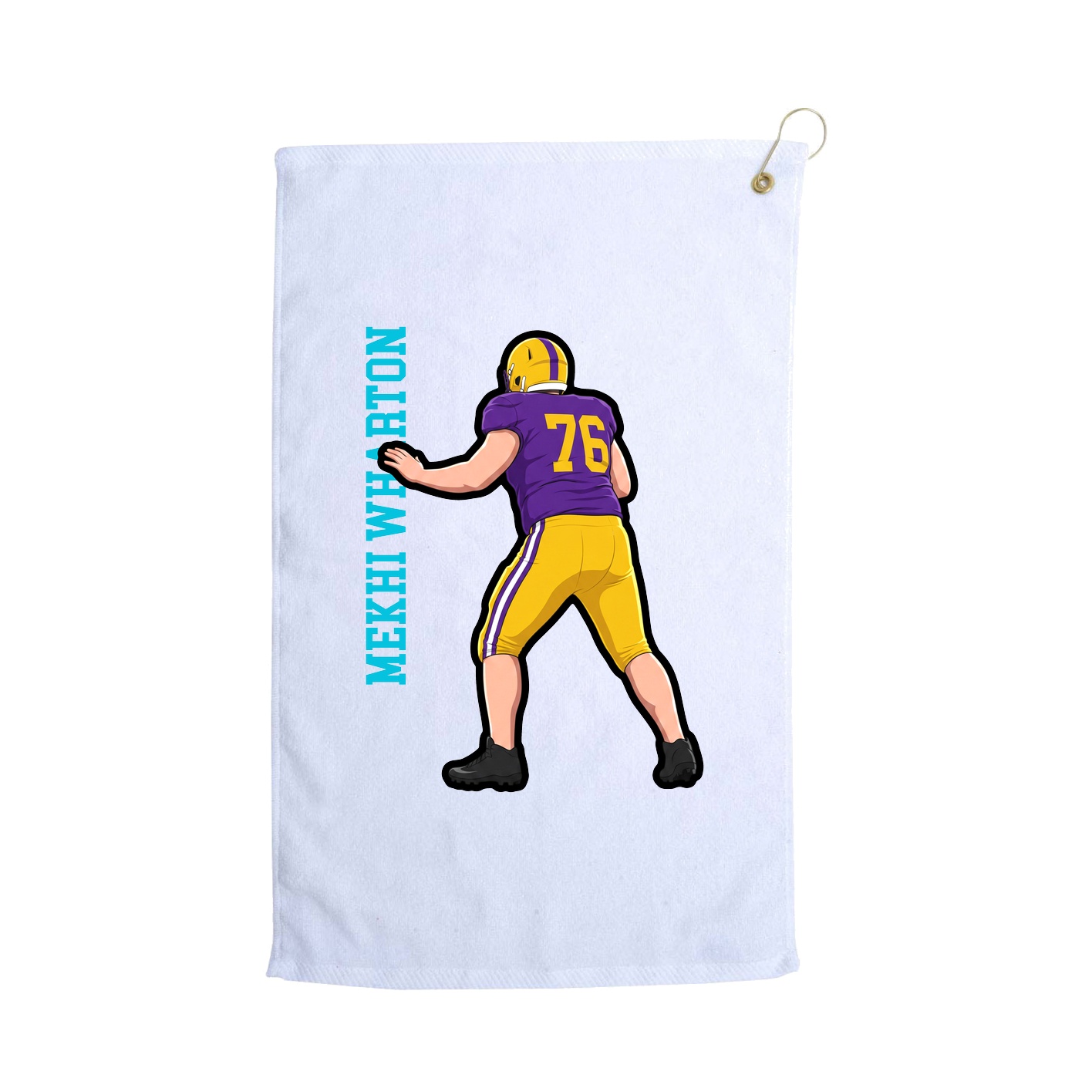 Golf Towel — Name Vertical in White