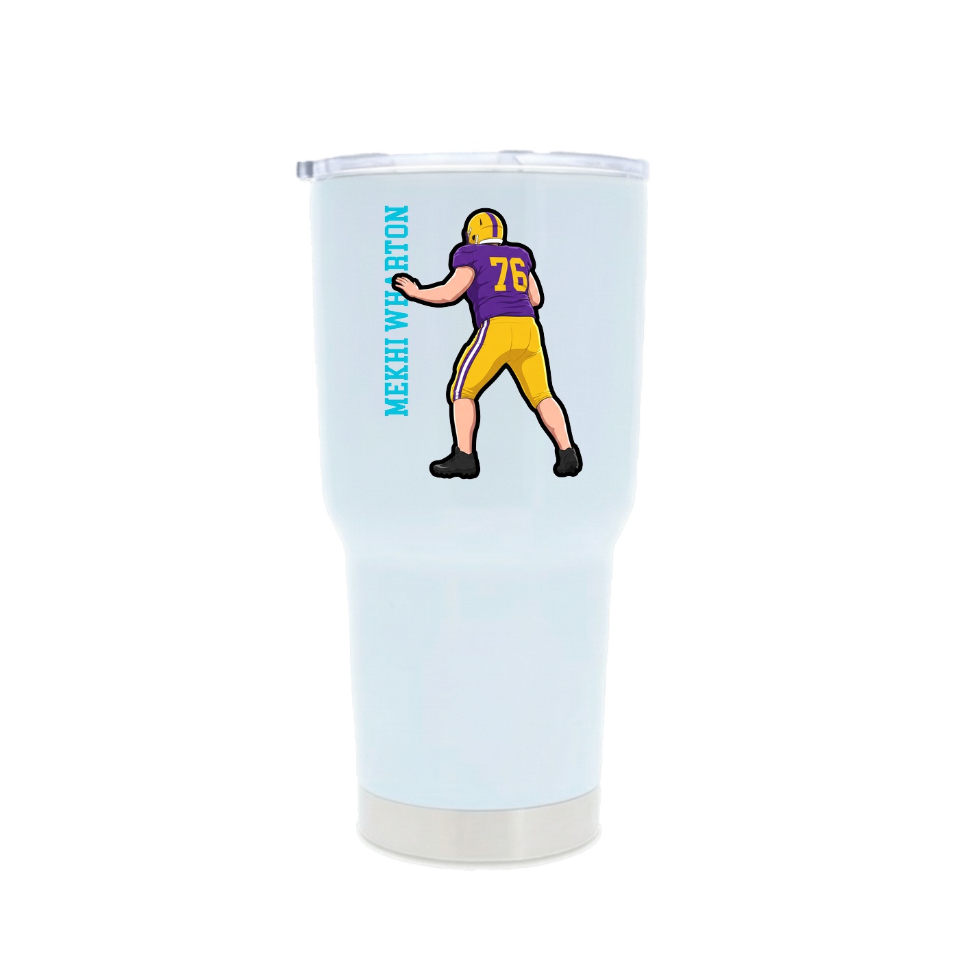 30oz Stainless Steel Tumbler — Name Vertical in White