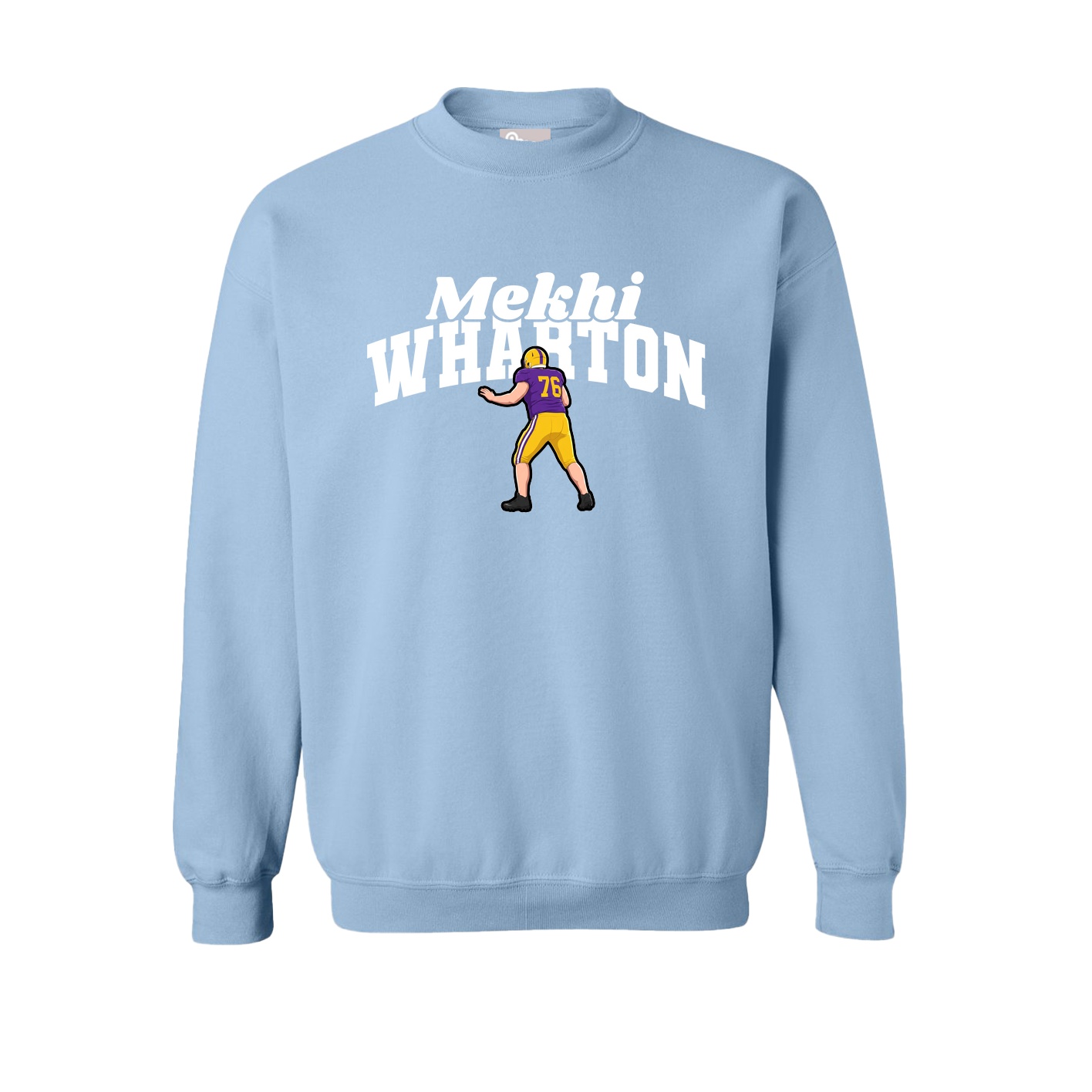 Fleece Crew — Signature Arch in Light Blue