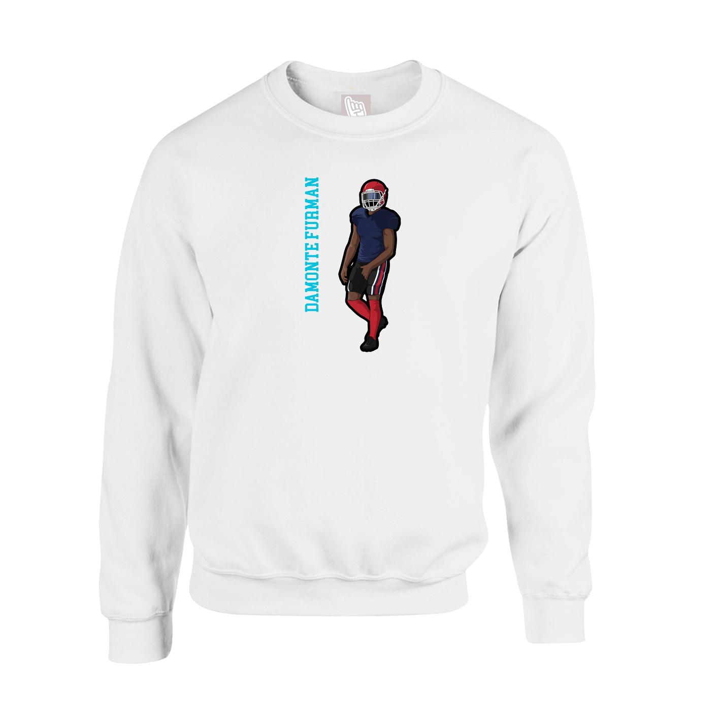 Fleece Crew — Name Vertical in White