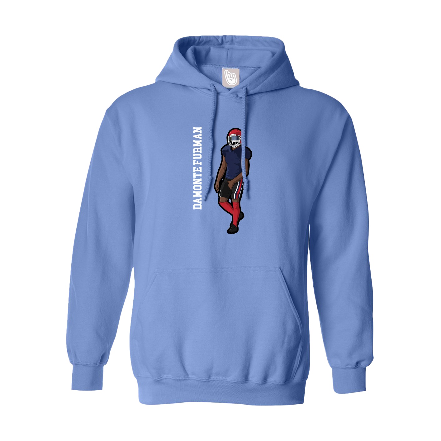 Youth Hoodie — Name Vertical in Powder Blue