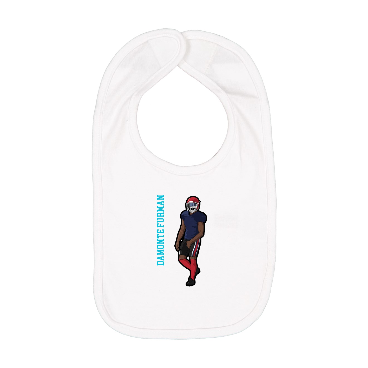 Infant Bib — Name Vertical in White