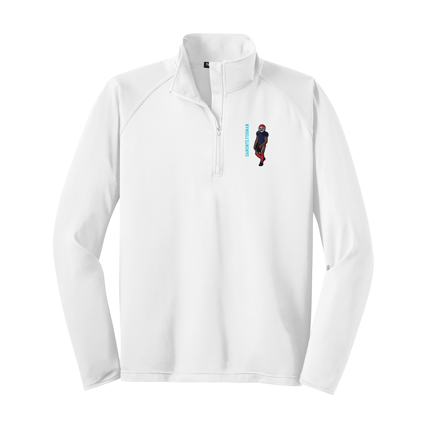 Q-Zip Pullover — Name Vertical in White