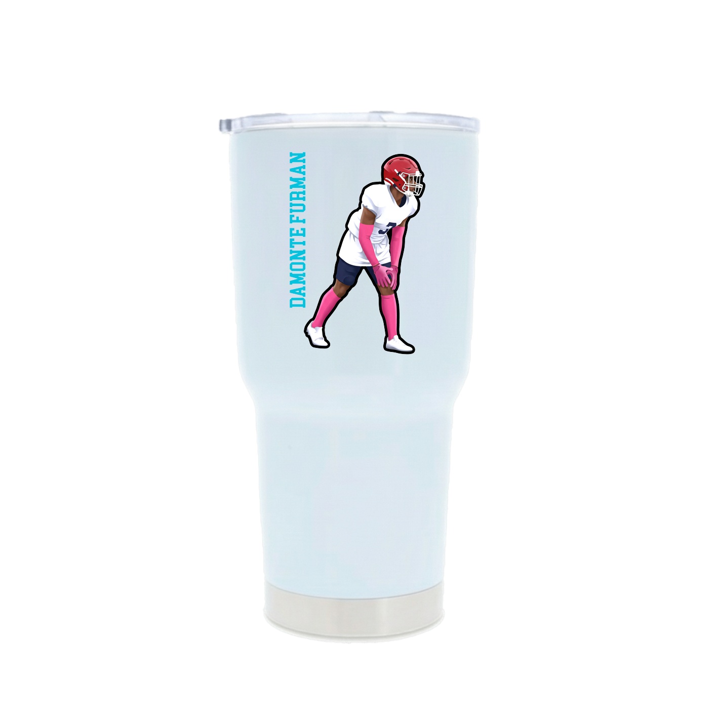 30oz Stainless Steel Tumbler — Name Vertical in White