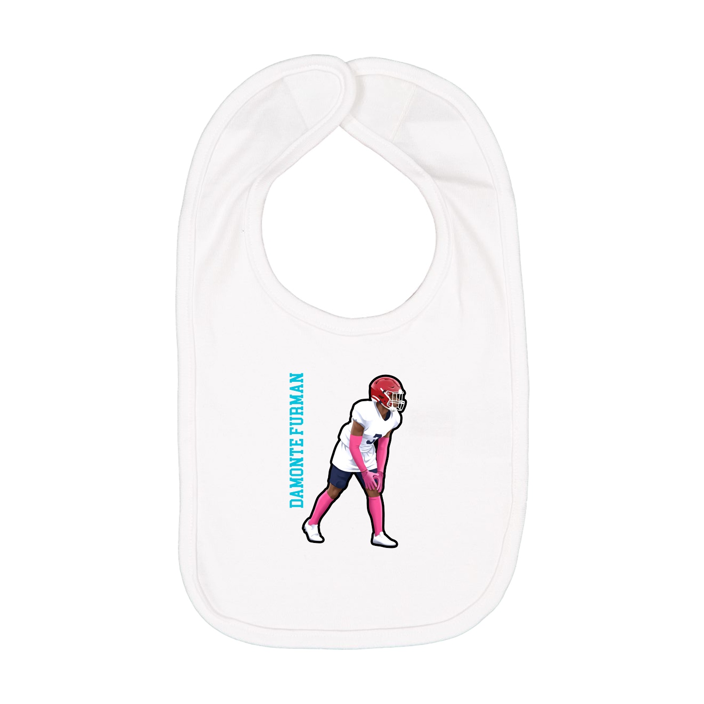 Infant Bib — Name Vertical in White