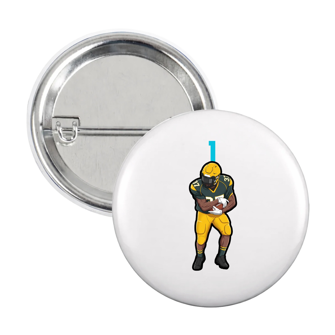 Game Day Button — Number Top in White