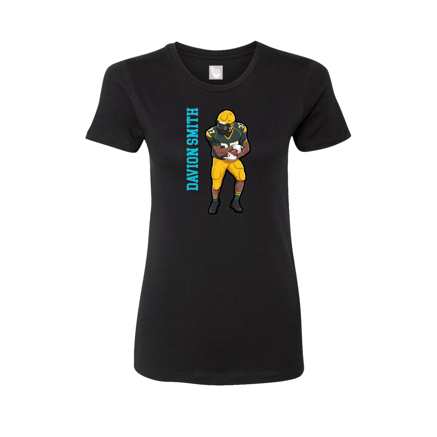 Fitted Women's Tee — Name Vertical in Black