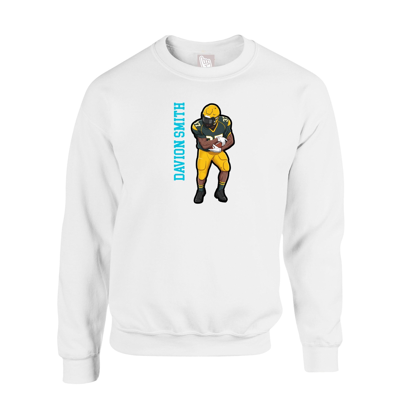 Fleece Crew — Name Vertical in White