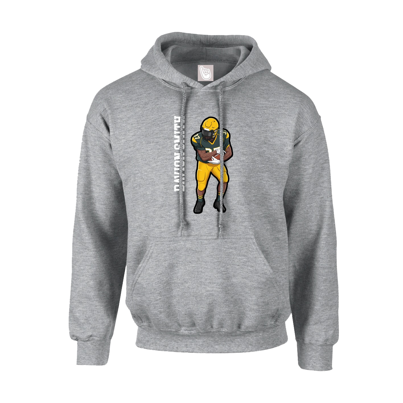 Youth Hoodie — Name Vertical in Grey