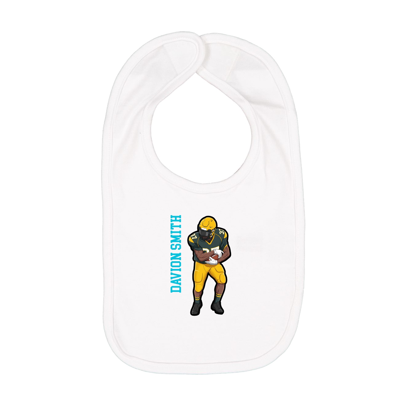 Infant Bib — Name Vertical in White