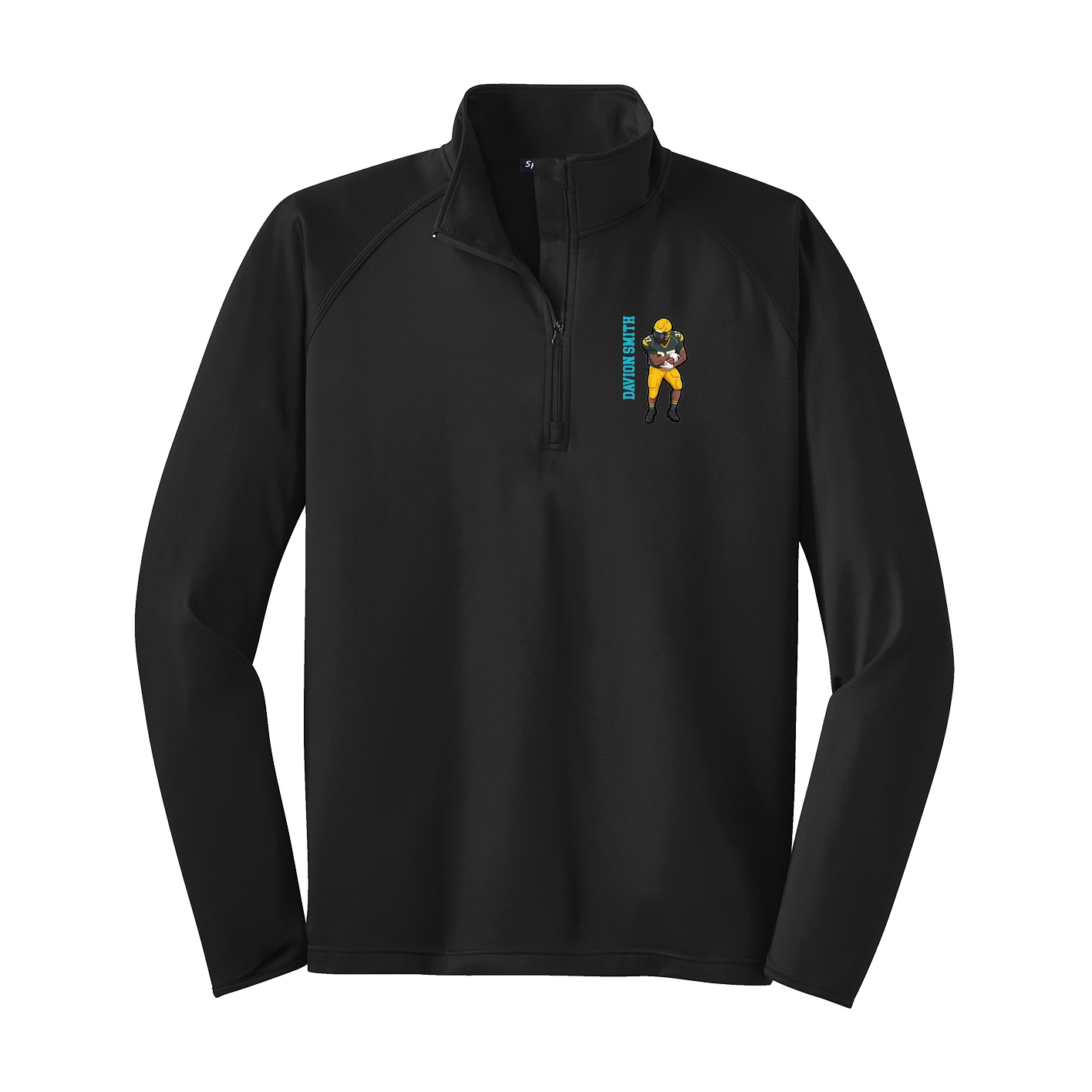 Q-Zip Pullover — Name Vertical in Black