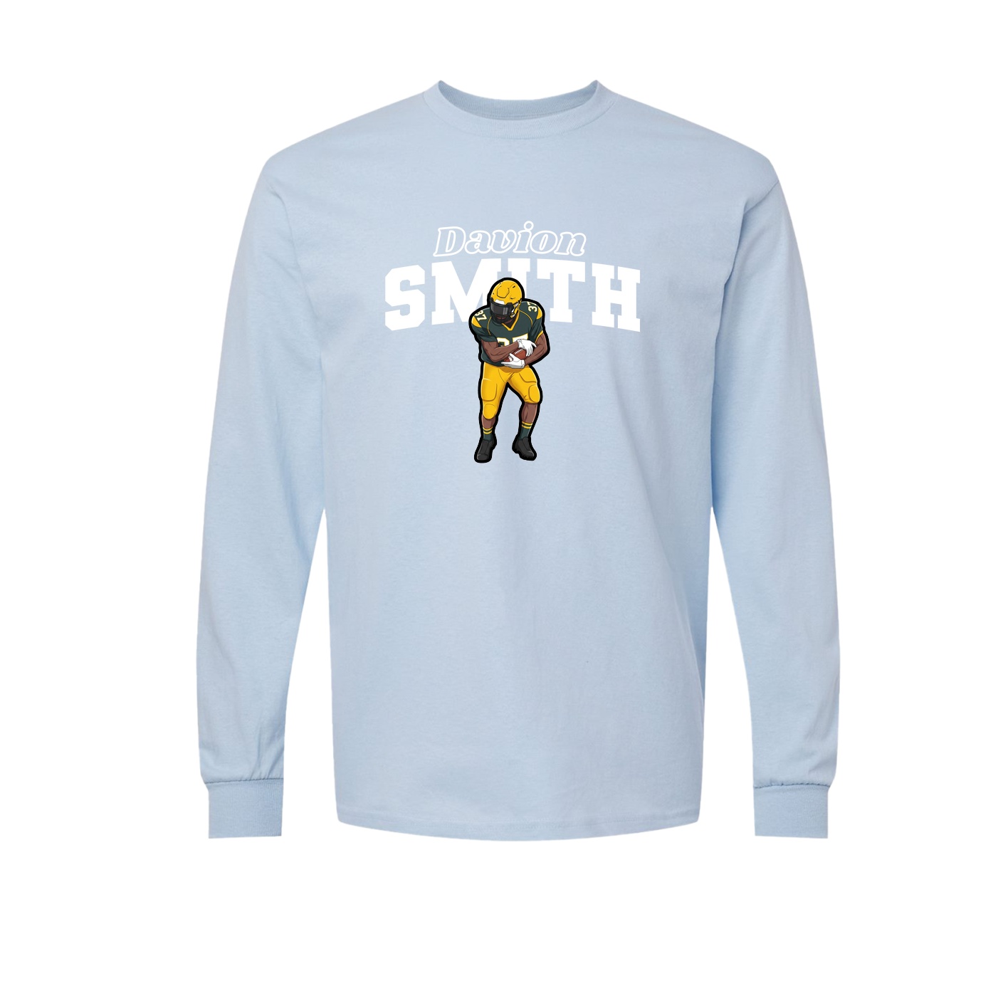 Long Sleeve Tee — Name Arch in Light Blue