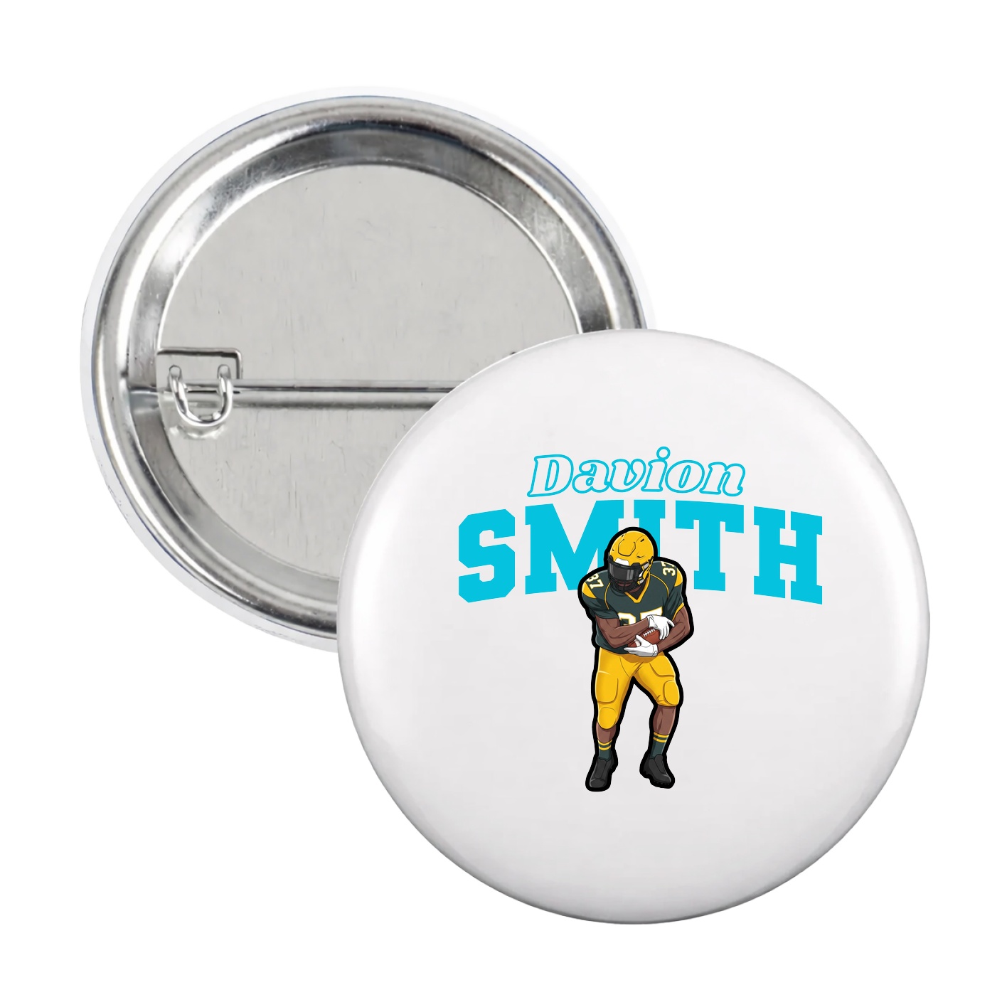 Game Day Button — Name Arch in White