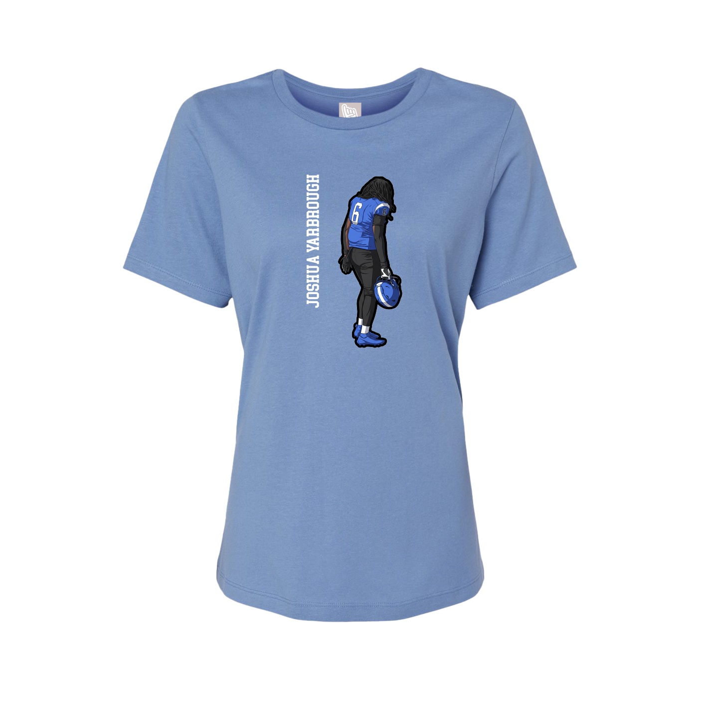 Fitted Women's Tee — Name Vertical in Powder Blue