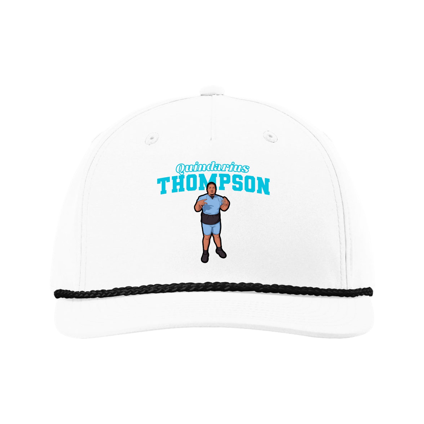Five-Panel Classic Rope Cap — Name Arch in White