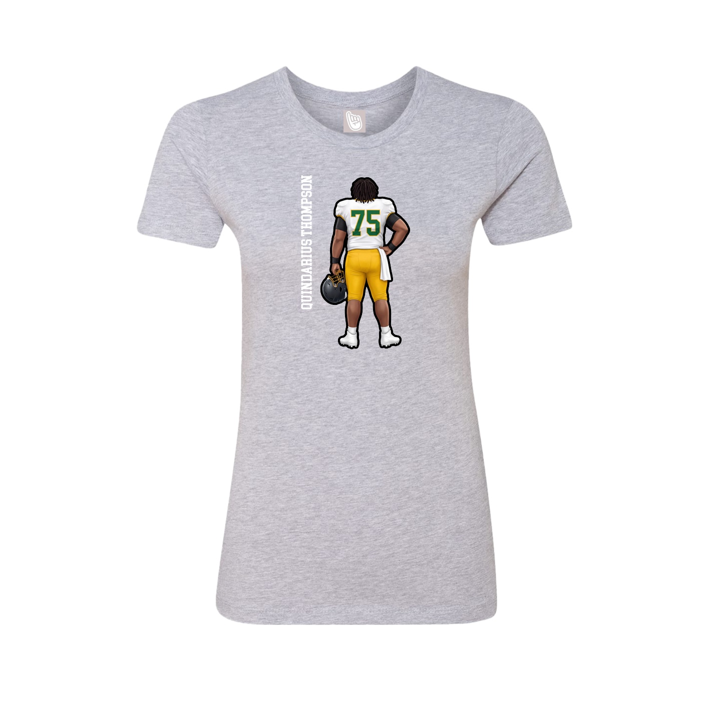 Fitted Women's Tee — Name Vertical in Grey