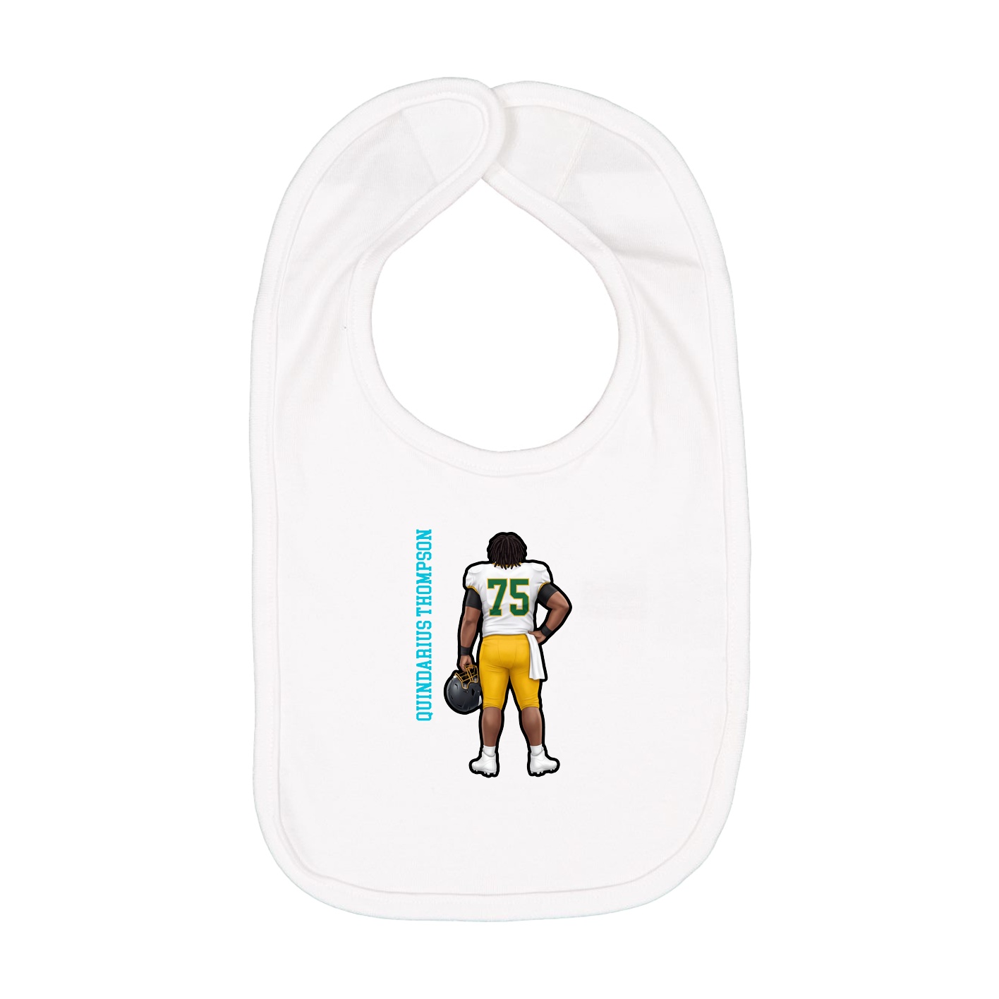 Infant Bib — Name Vertical in White