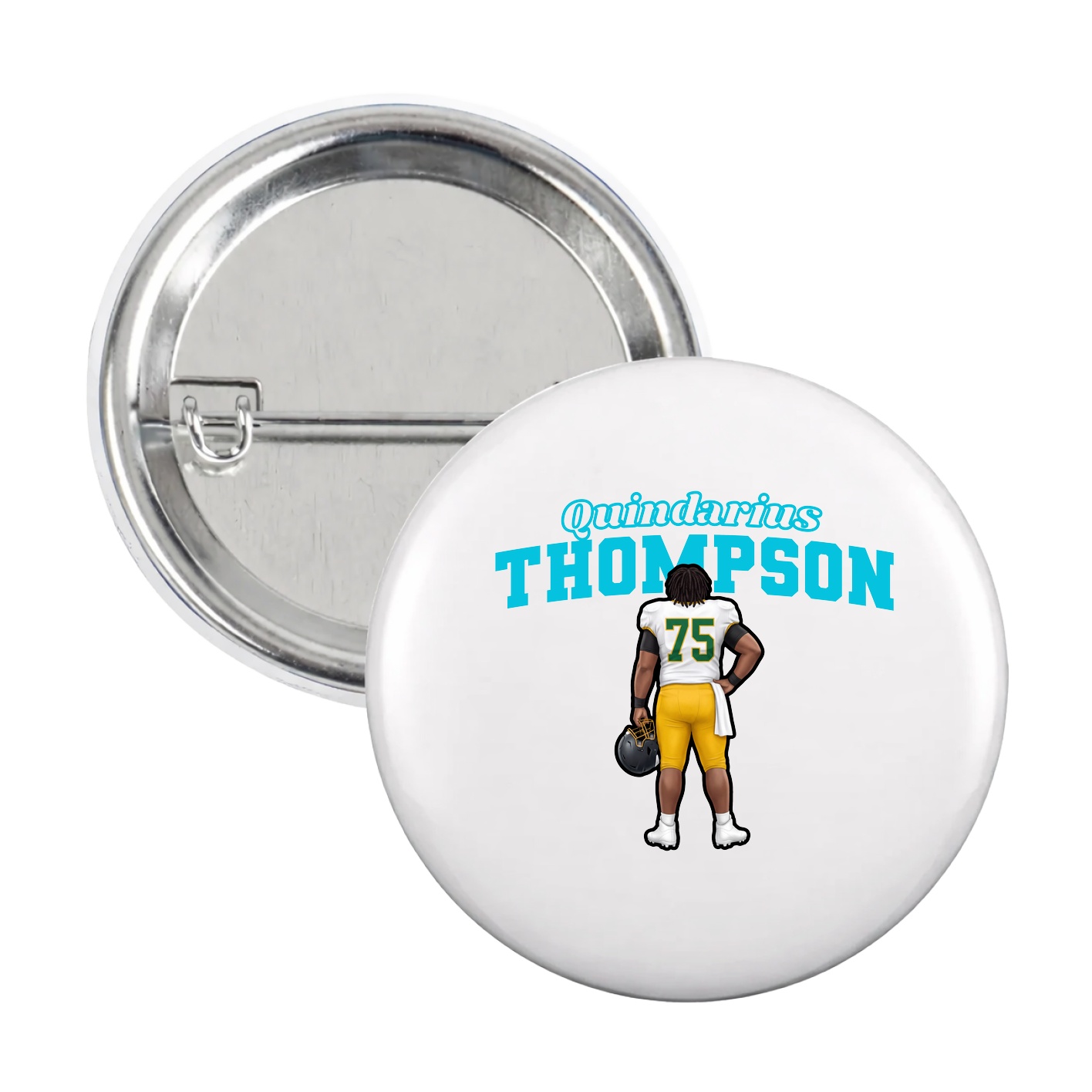 Game Day Button — Name Arch in White