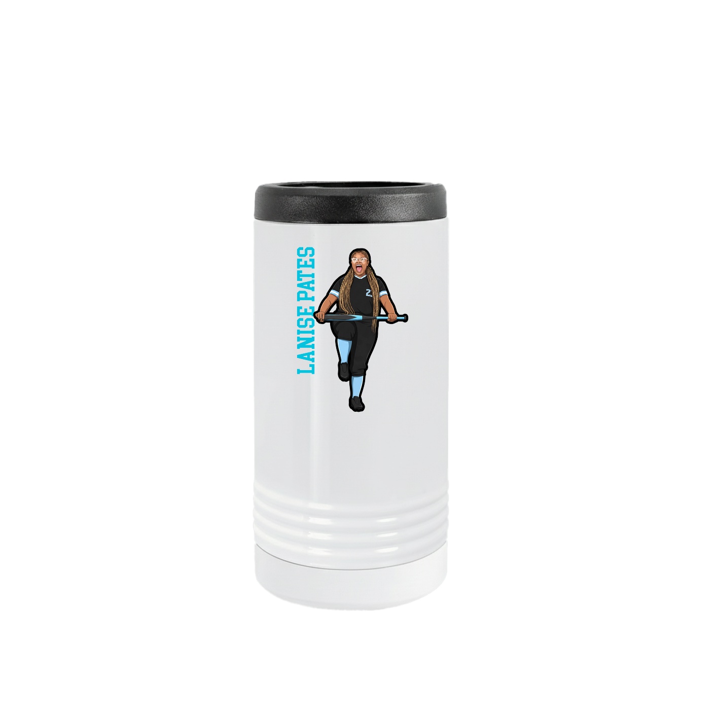 Slim Beverage Holder — Name Vertical in White