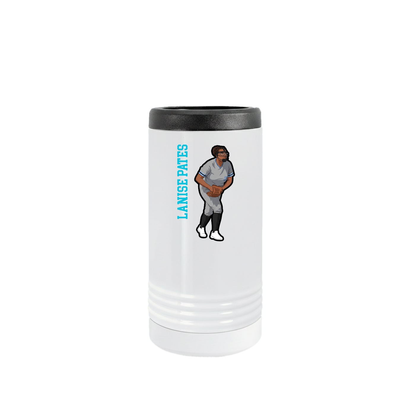 Slim Beverage Holder — Name Vertical in White