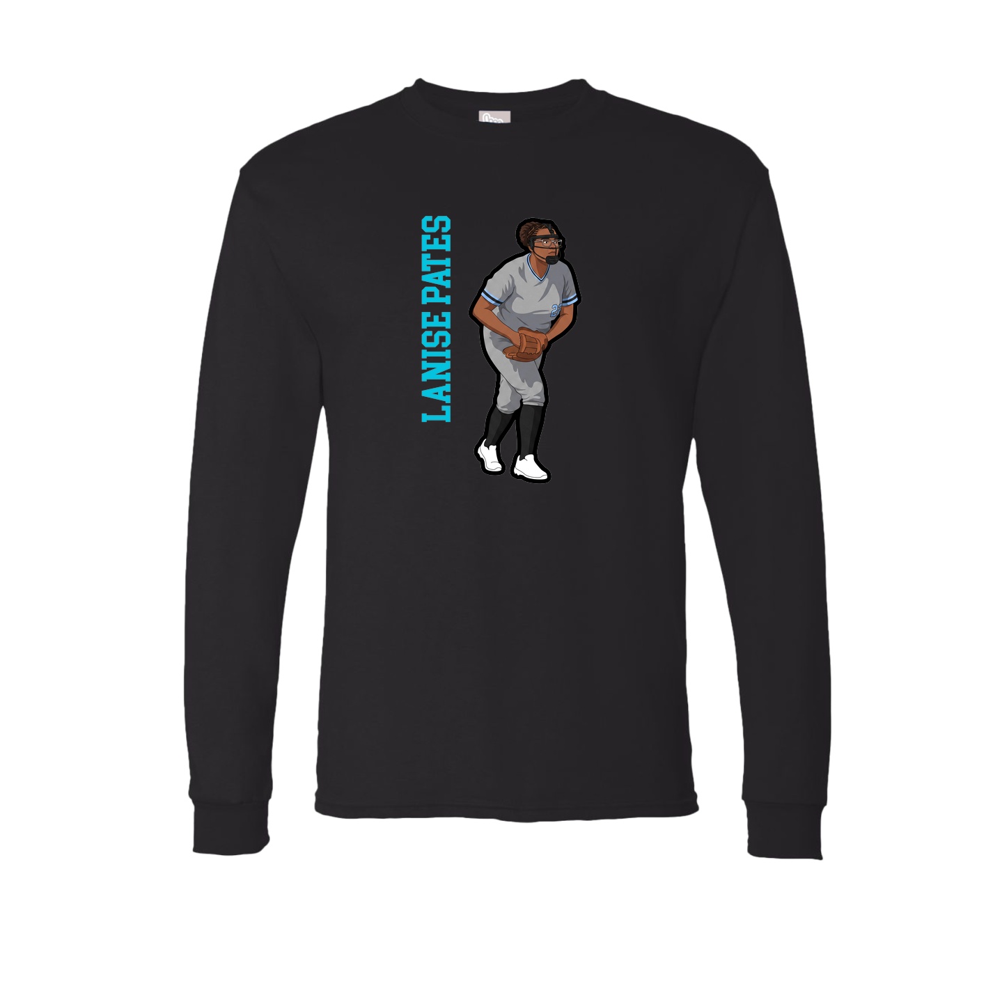 Long Sleeve Tee — Name Vertical in Black