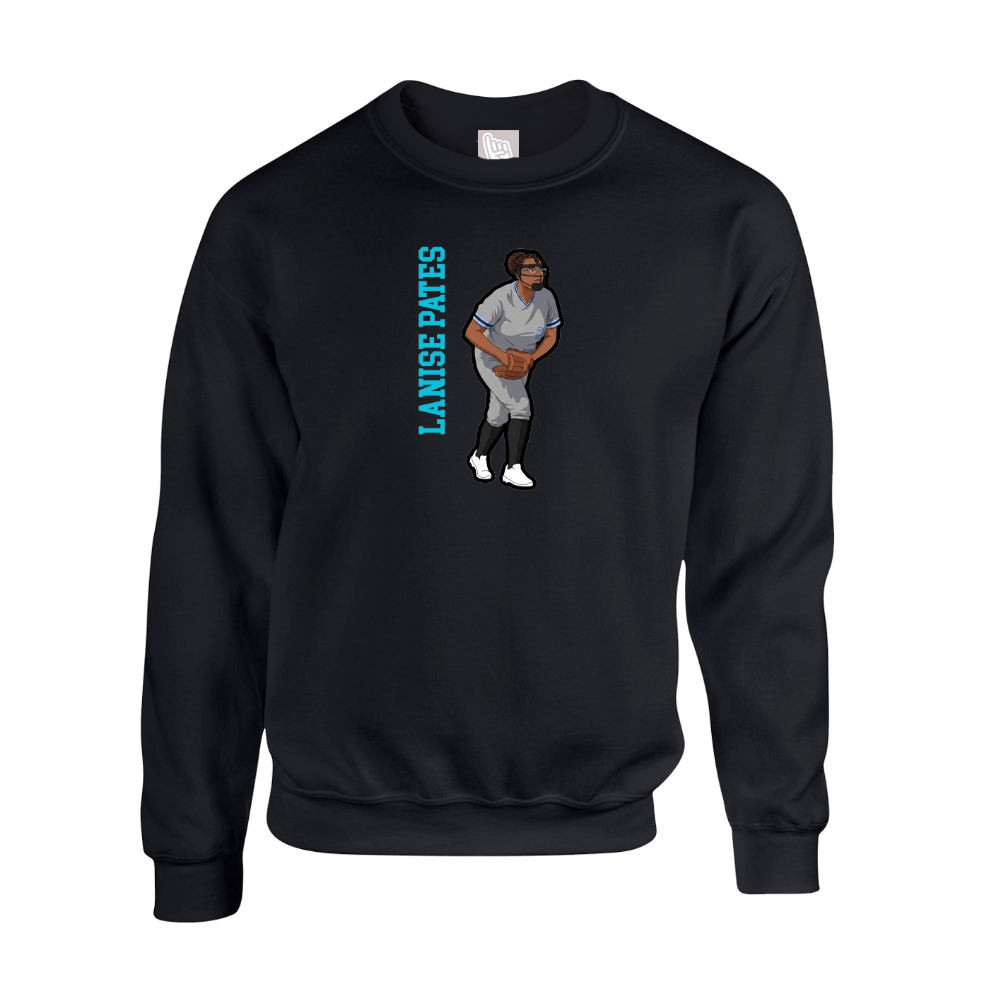 Fleece Crew — Name Vertical in Black