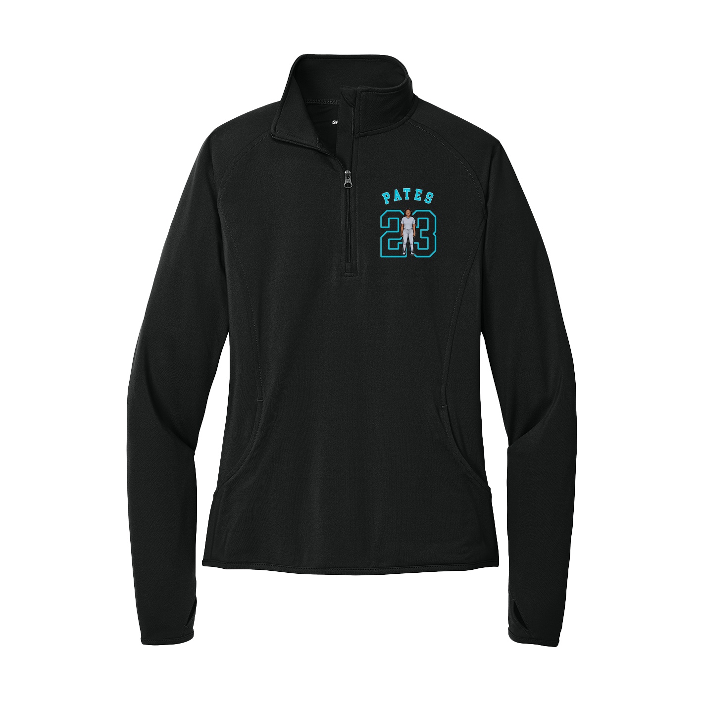 Women's Q-Zip Pullover — Shirsey Arch in Black