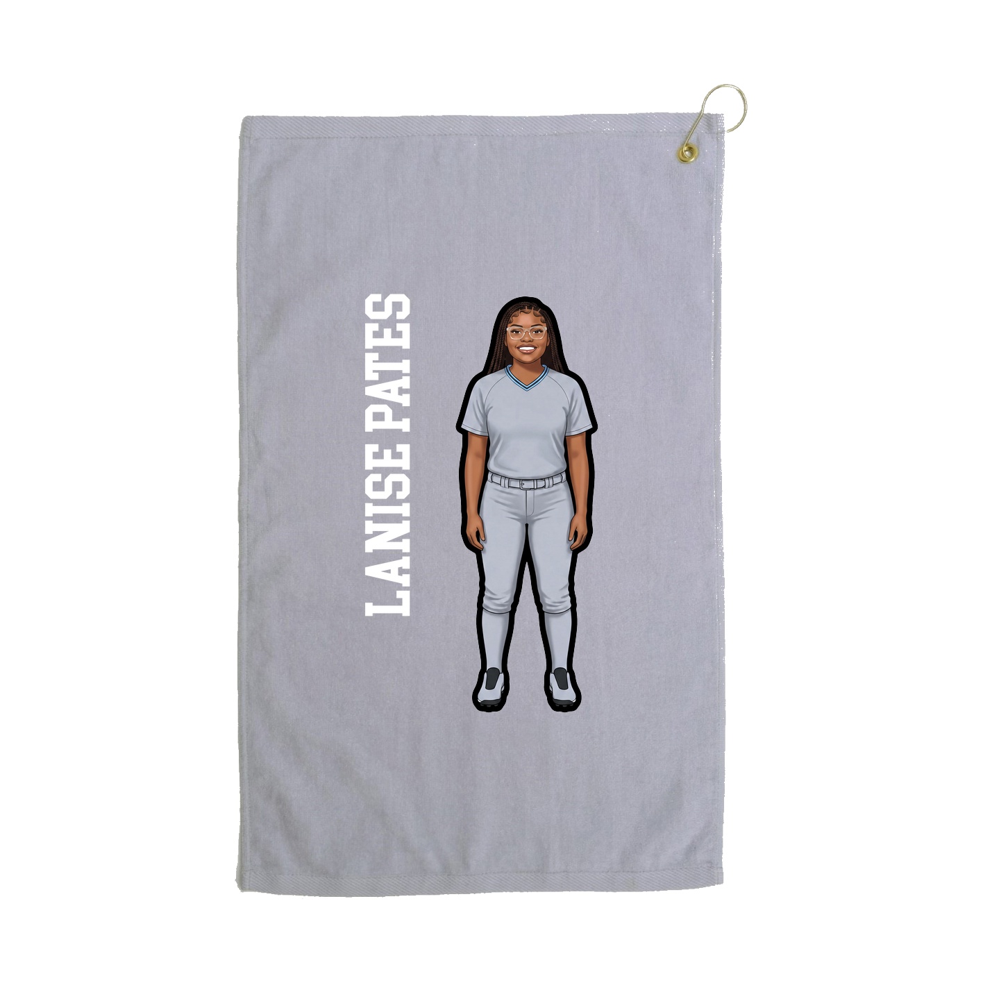 Golf Towel — Name Vertical in Grey