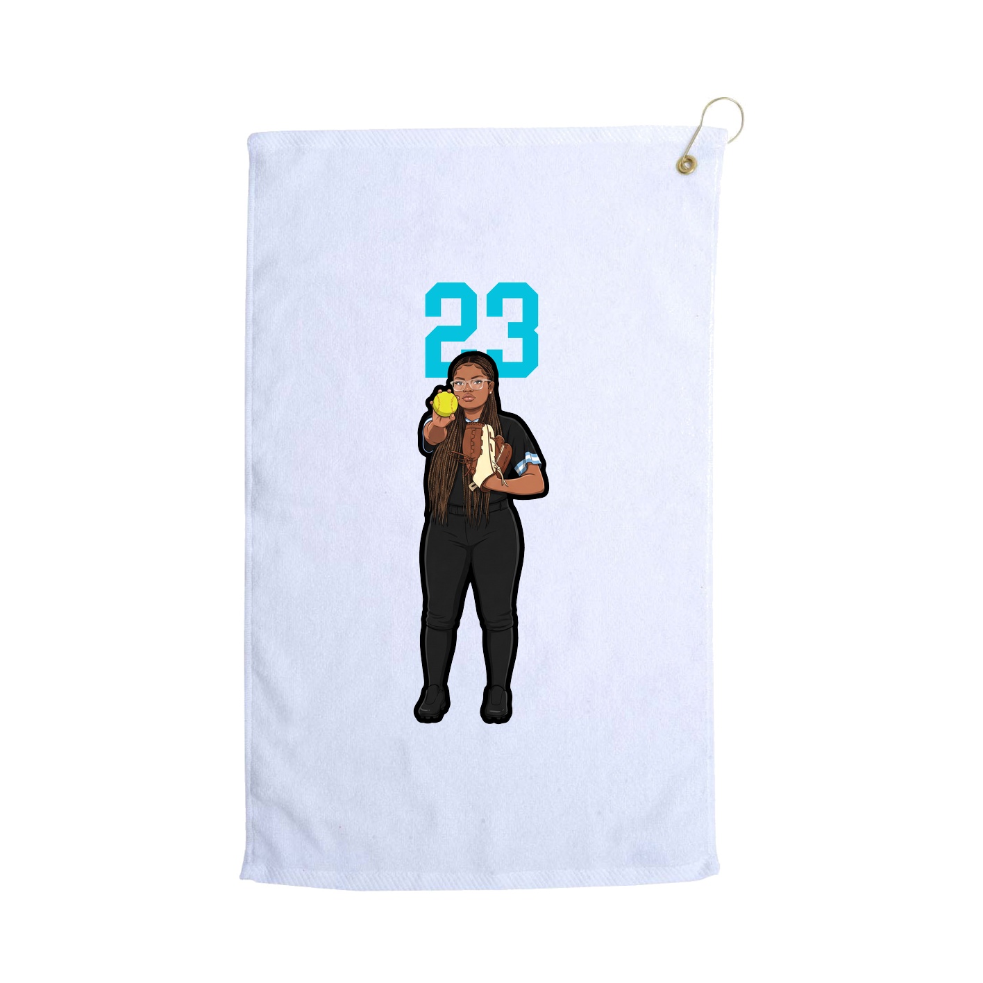 Golf Towel — Number Top in White
