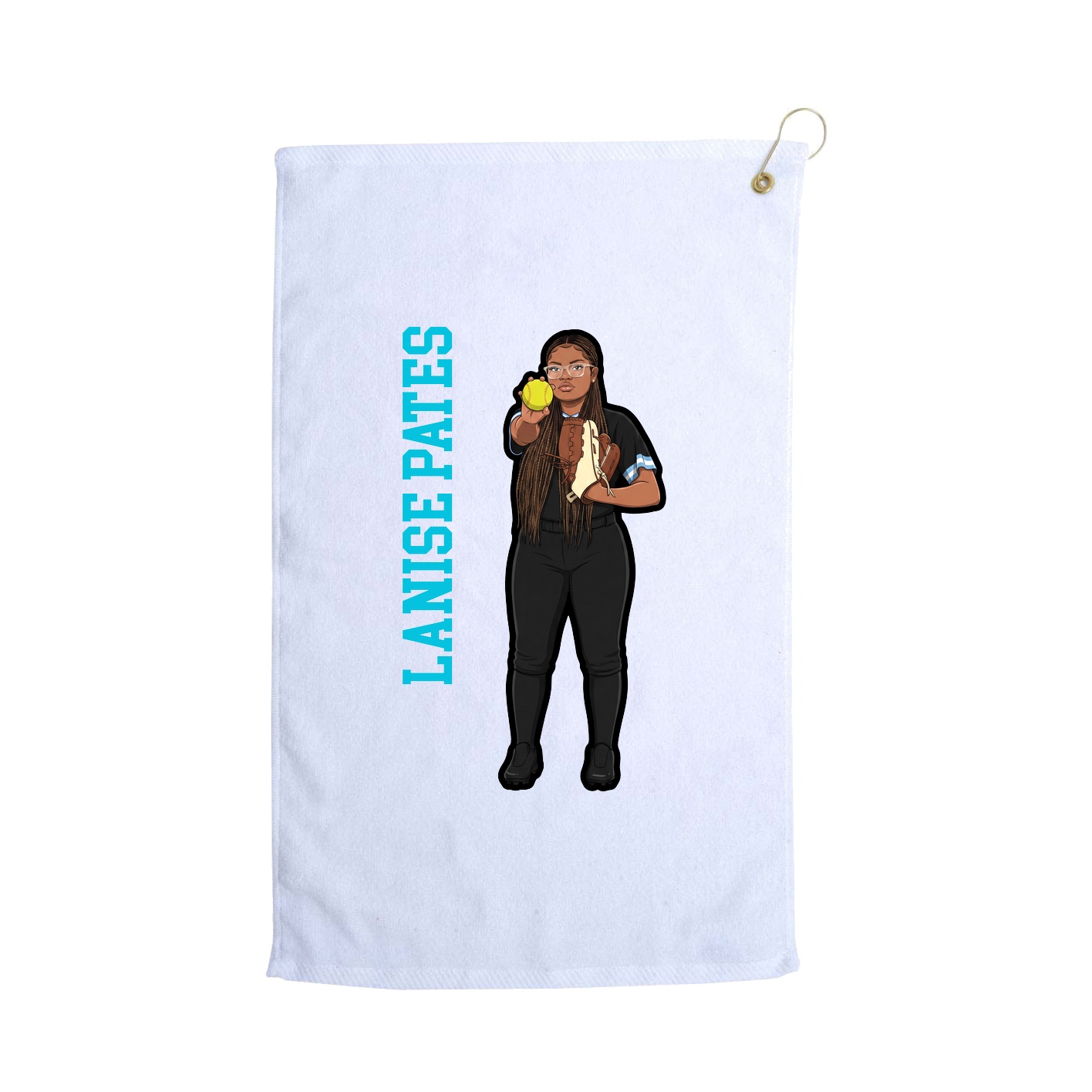 Golf Towel — Name Vertical in White