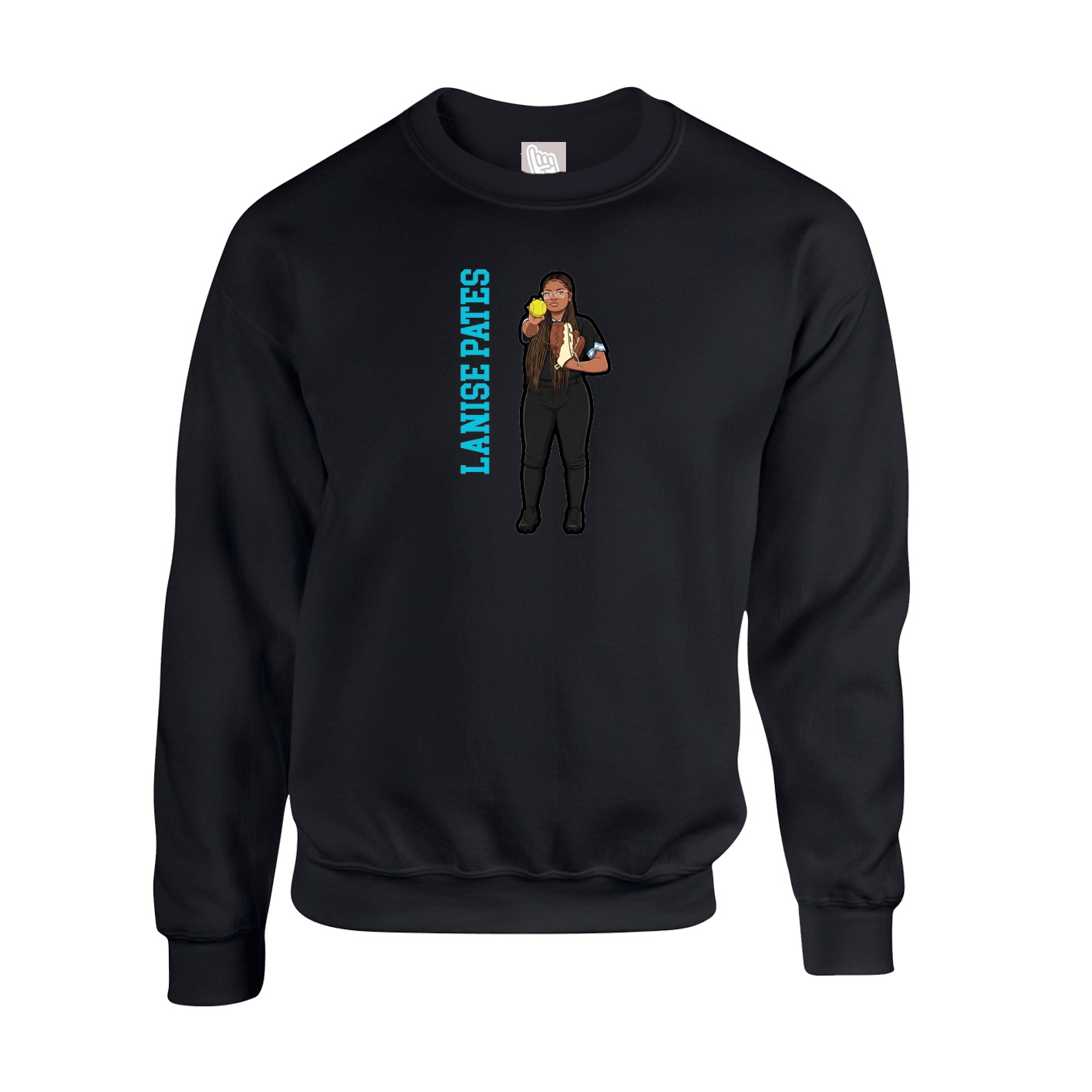 Fleece Crew — Name Vertical in Black