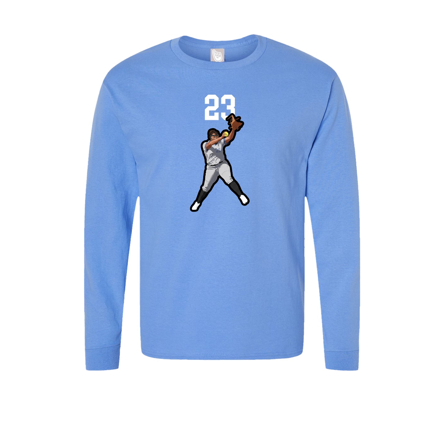 Long Sleeve Tee — Number Top in Powder Blue