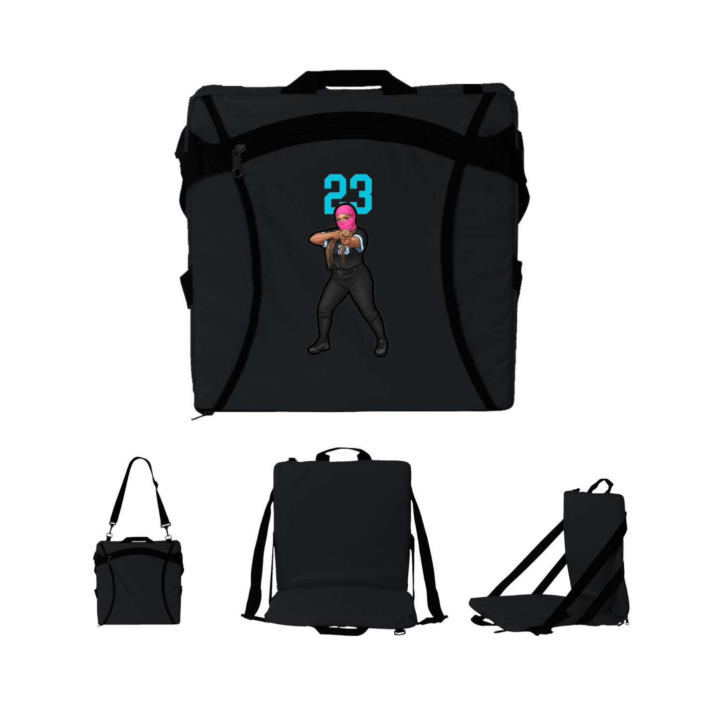 Folding Stadium Seat — Number Top in Black