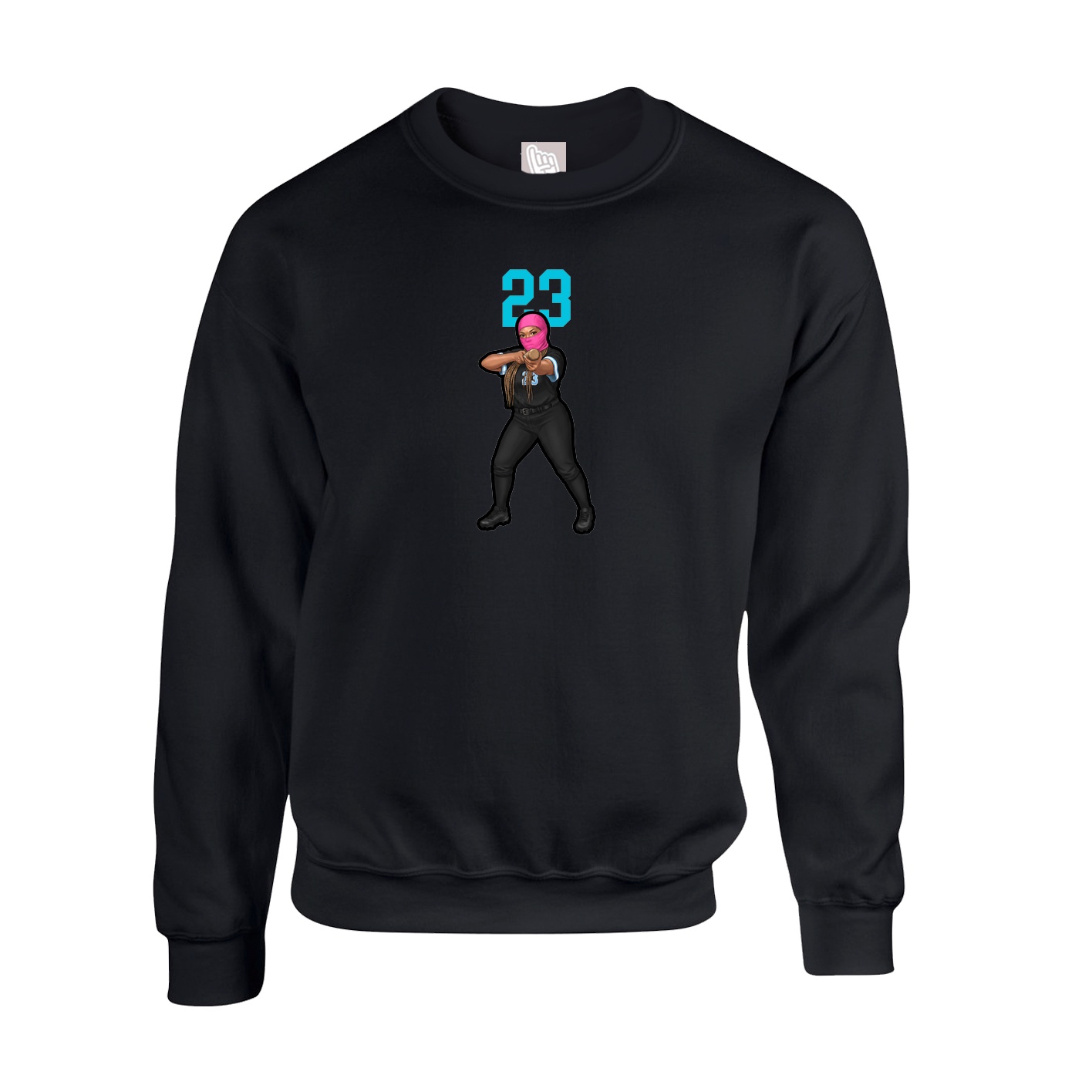 Fleece Crew — Number Top in Black