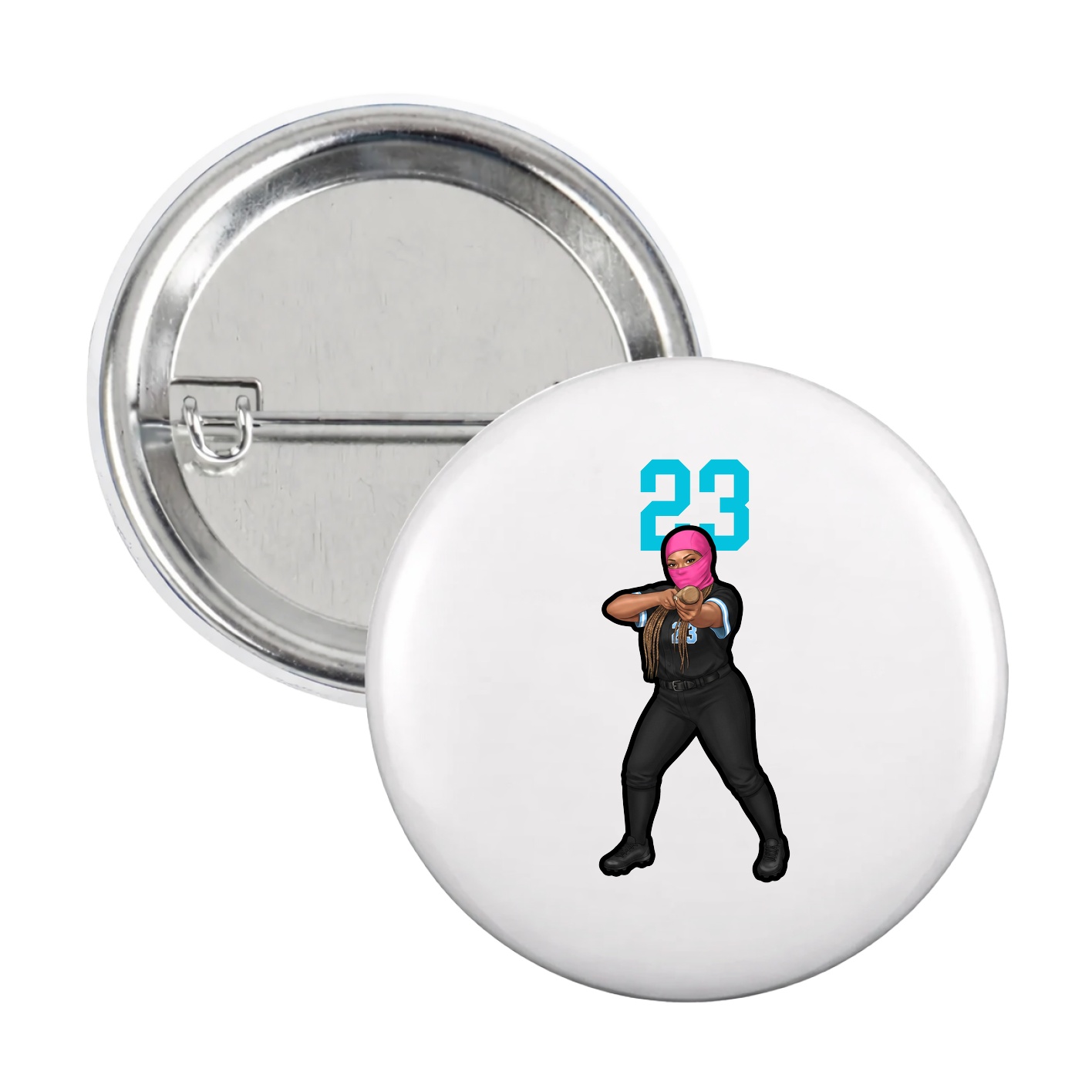 Game Day Button — Number Top in White