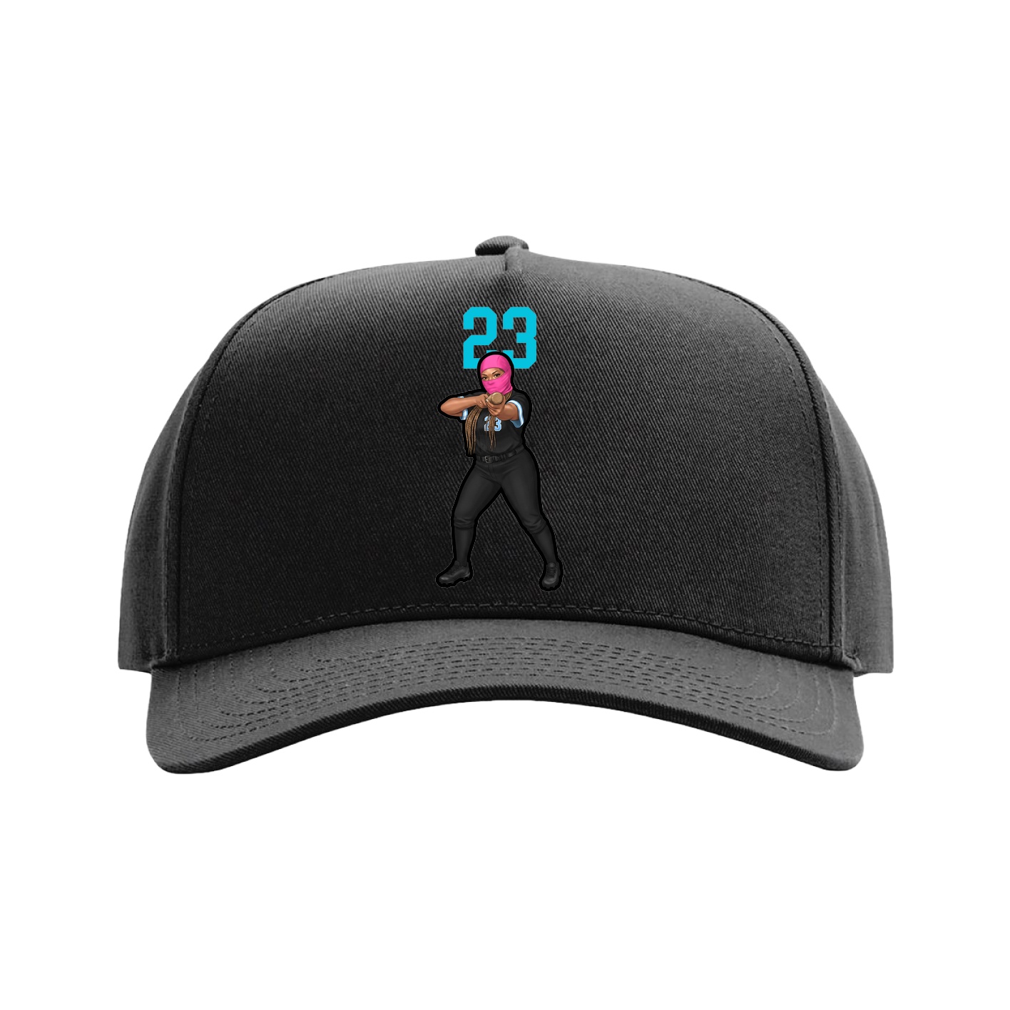 Full Fabric Five-Panel Champ Cap — Number Top in Black