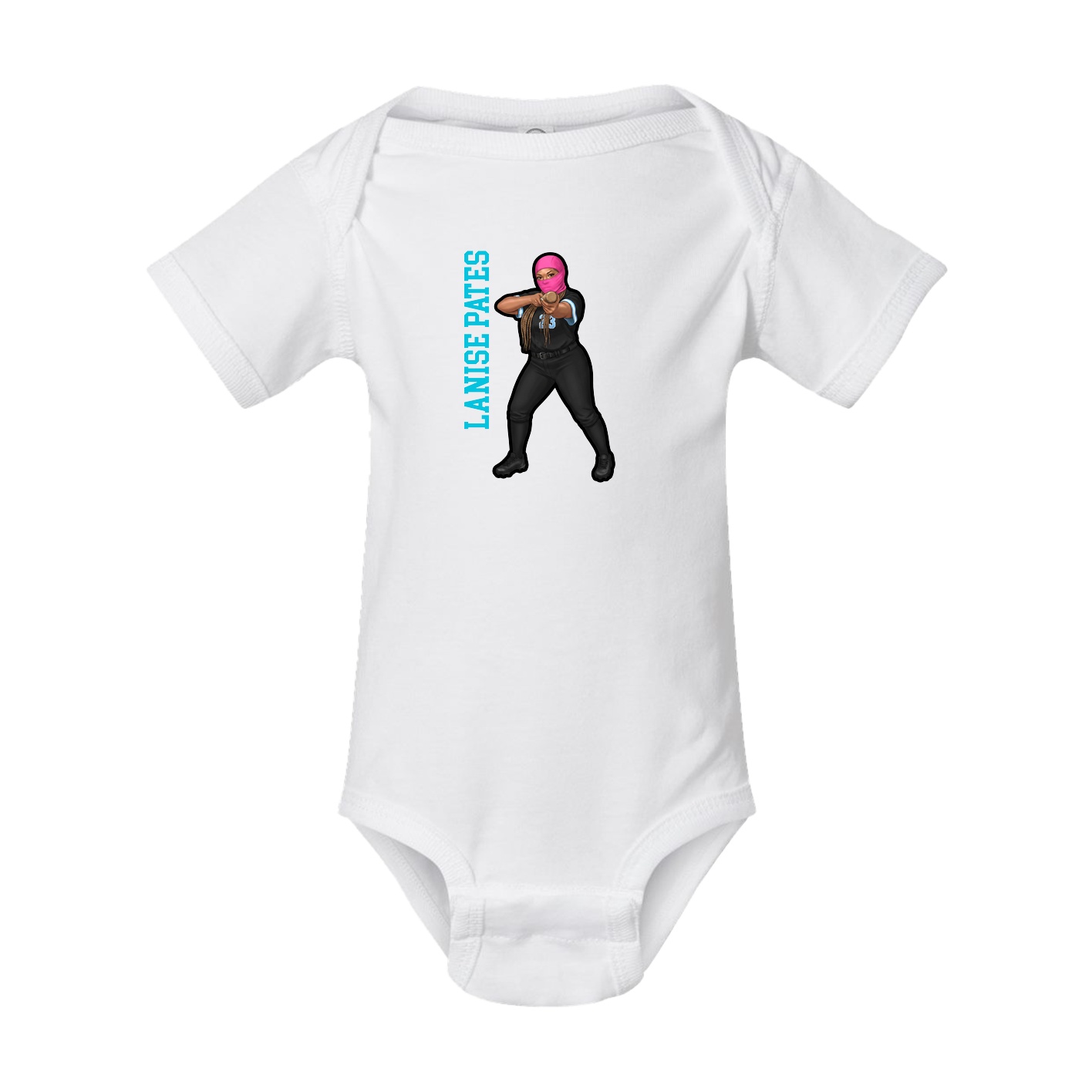 Baby Onesie — Name Vertical in White