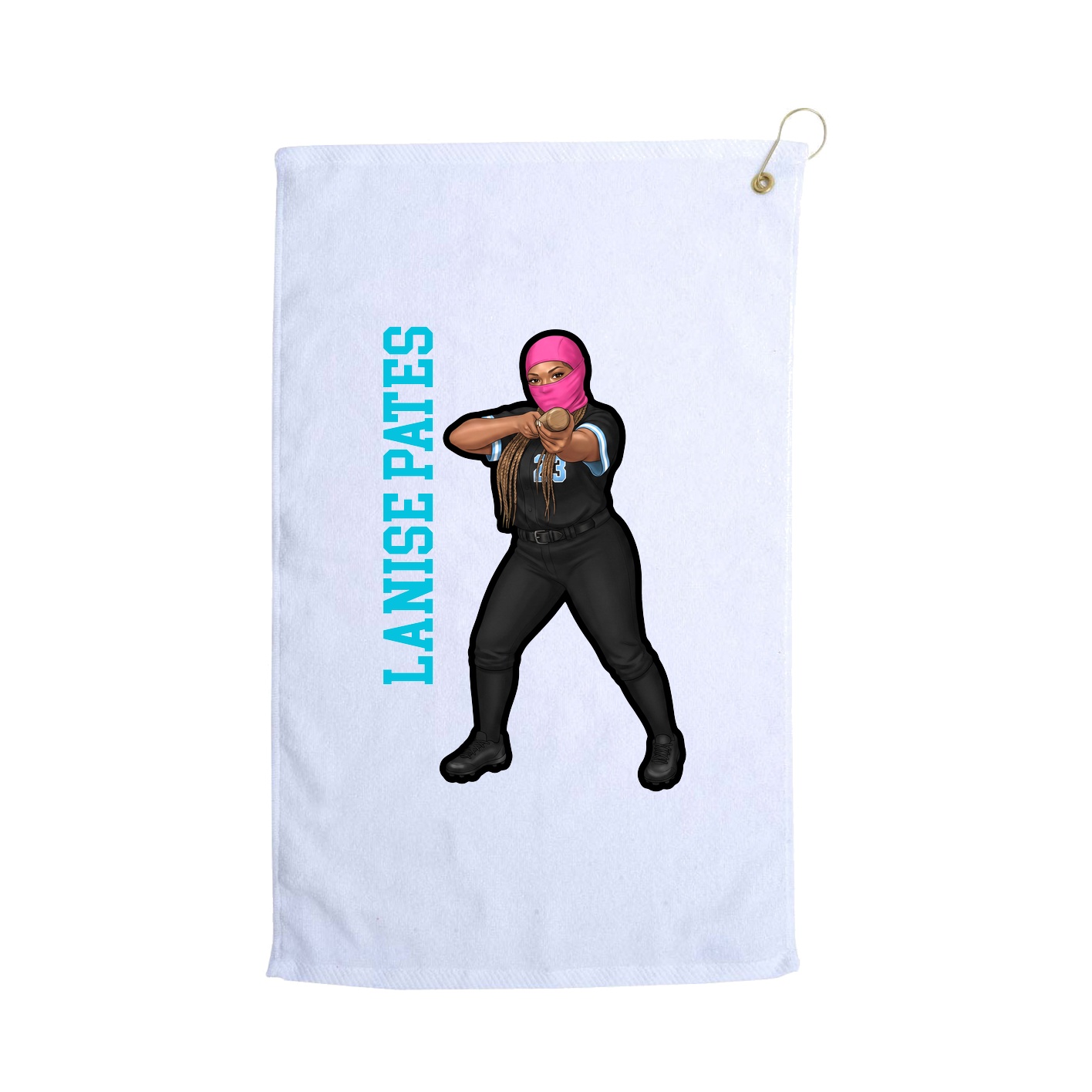 Golf Towel — Name Vertical in White