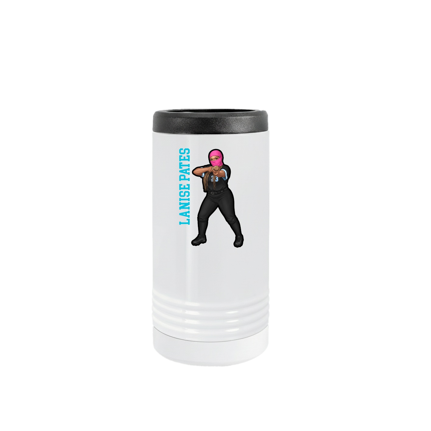 Slim Beverage Holder — Name Vertical in White