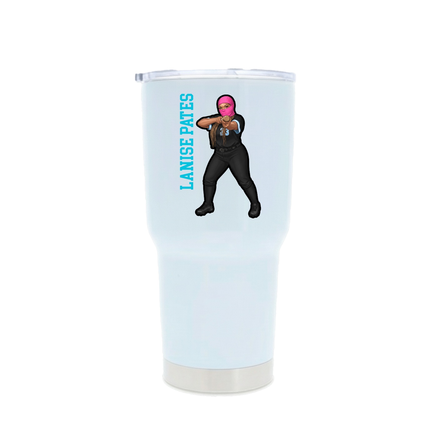 30oz Stainless Steel Tumbler — Name Vertical in White