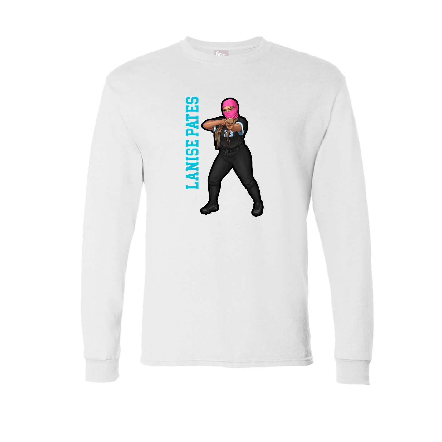 Long Sleeve Tee — Name Vertical in White
