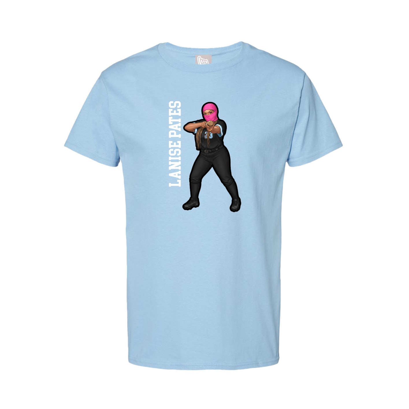Youth Tee — Name Vertical in Light Blue