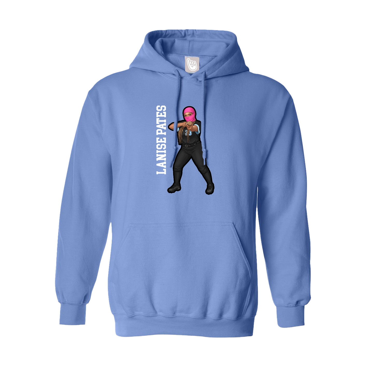 Hoodie — Name Vertical in Powder Blue