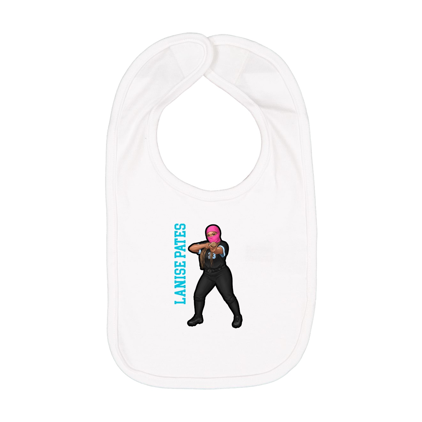 Infant Bib — Name Vertical in White