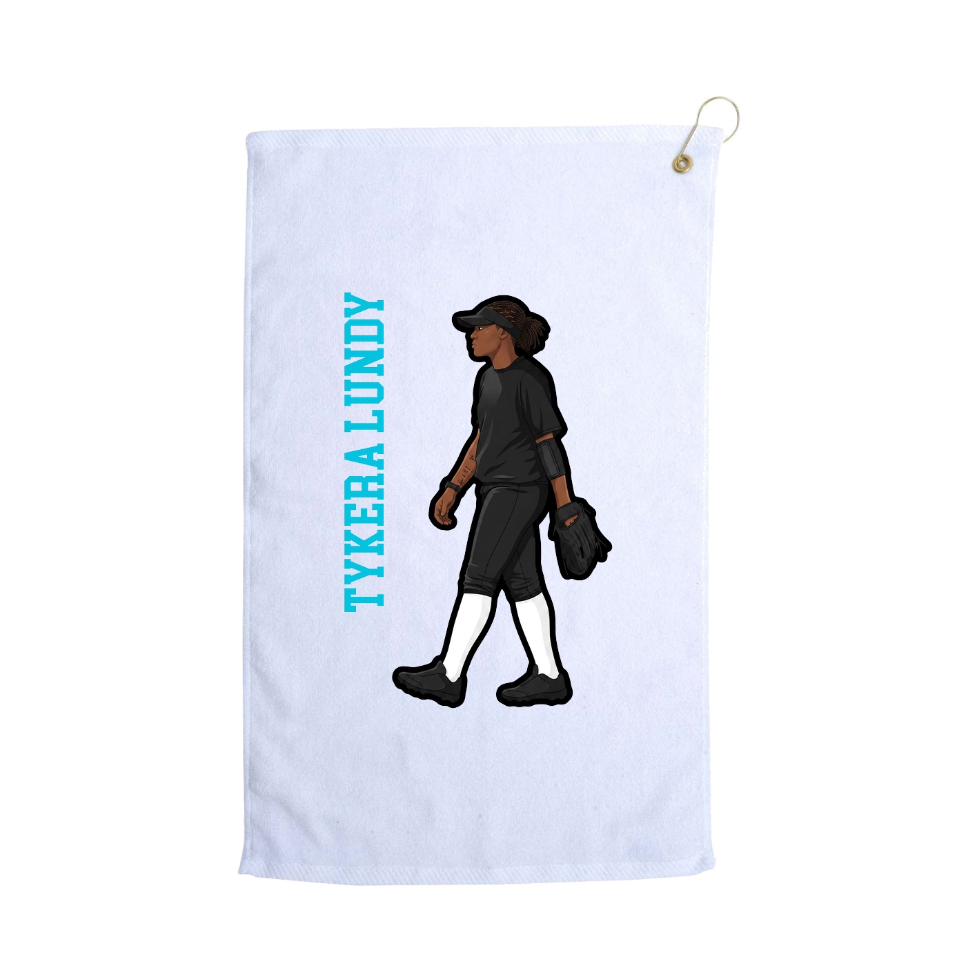 Golf Towel — Name Vertical in White